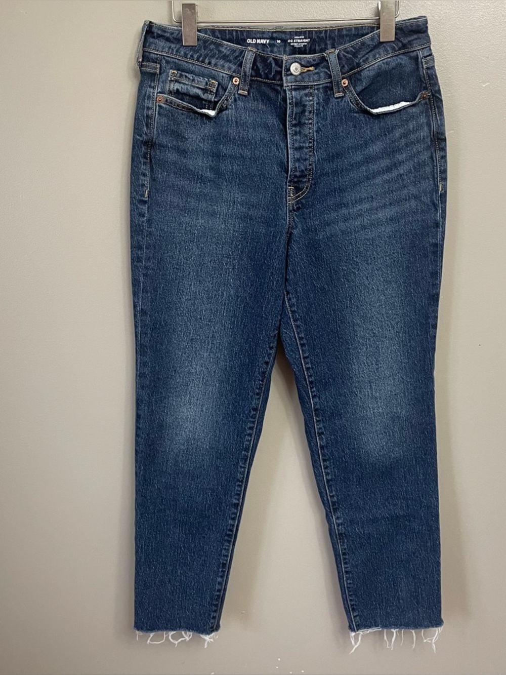 Old Navy Jeans Womens Size 14 OG High Rise Straight Raw Hem Button Fly Twila